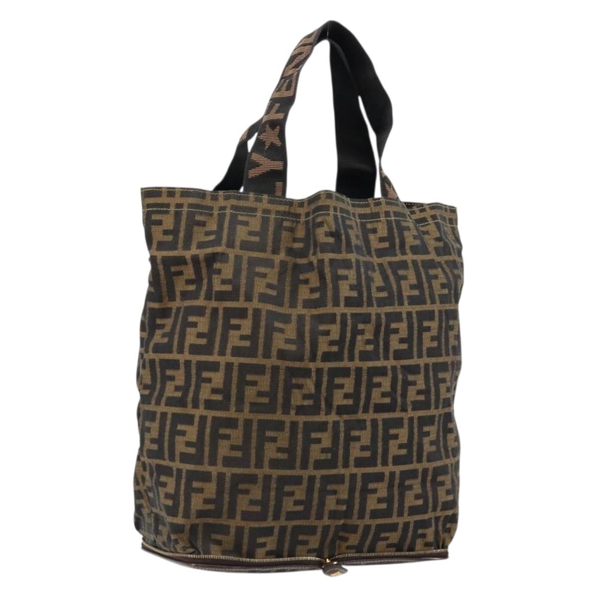 FENDI Zucca Canvas Eco bag Hand Bag Black Brown Auth 142557