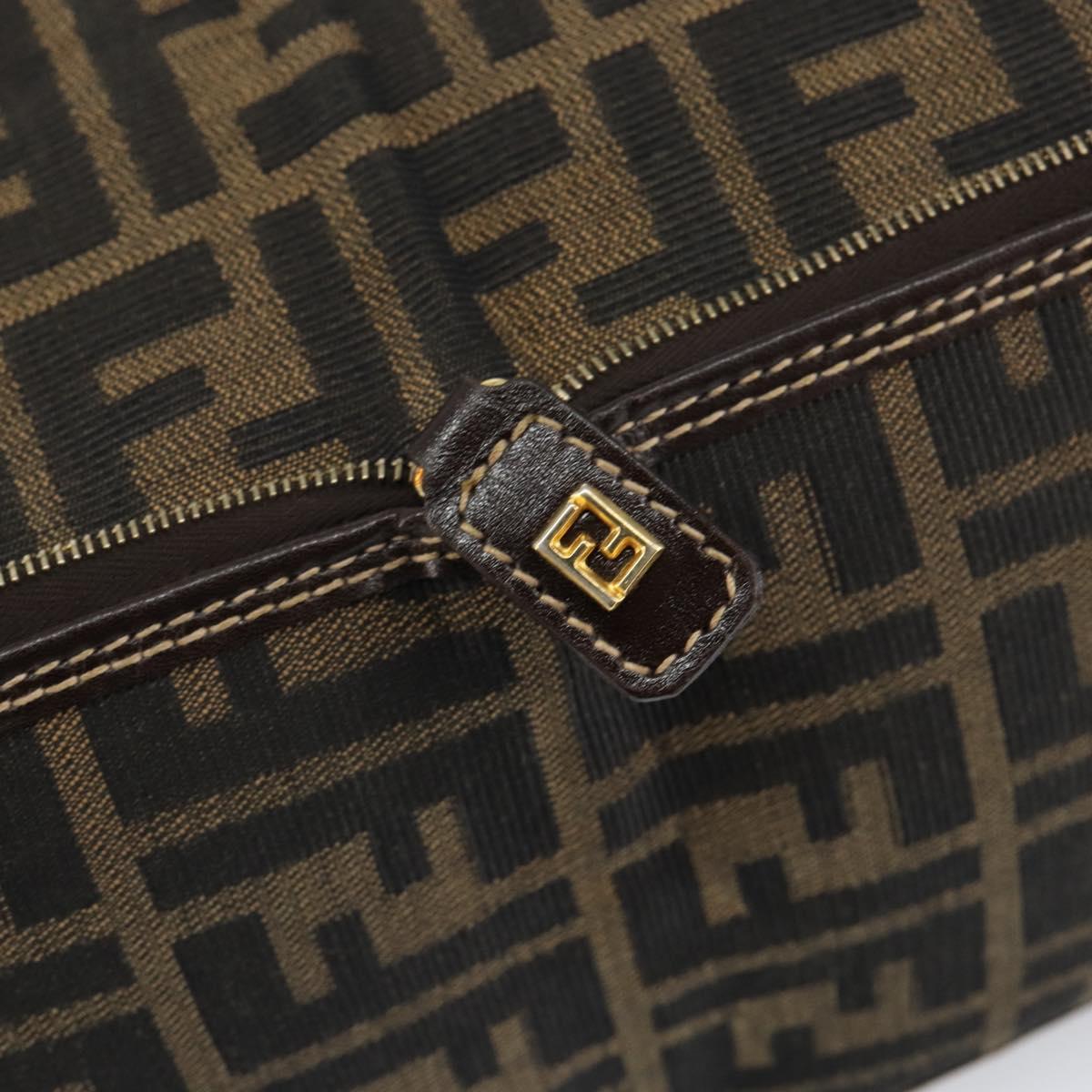 FENDI Zucca Canvas Eco bag Hand Bag Black Brown Auth 142557