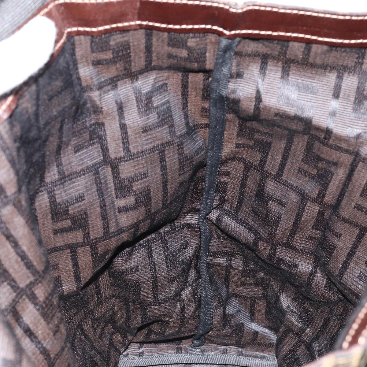 FENDI Zucca Canvas Eco bag Hand Bag Black Brown Auth 142557
