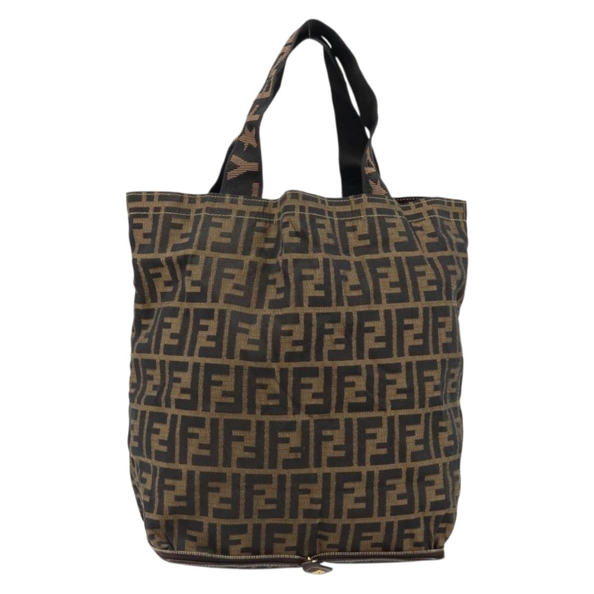 FENDI Zucca Canvas Eco bag Hand Bag Black Brown Auth 142557