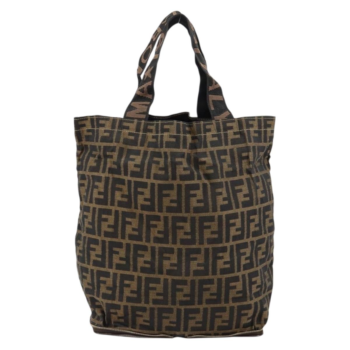 FENDI Zucca Canvas Eco bag Hand Bag Black Brown Auth 142557