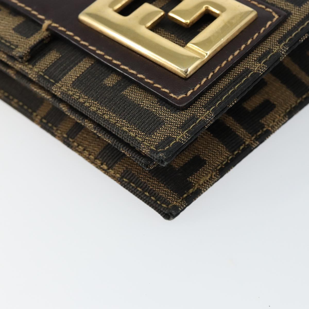 FENDI Zucca Canvas Shoulder Bag Brown Auth 142559