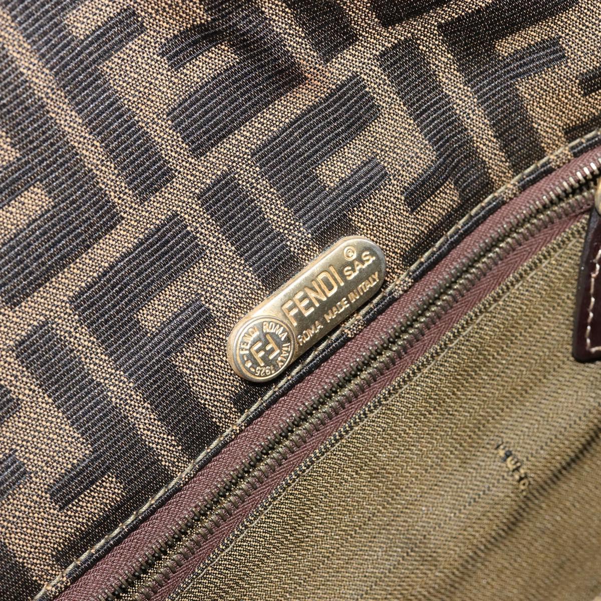 FENDI Zucca Canvas Shoulder Bag Brown Auth 142559