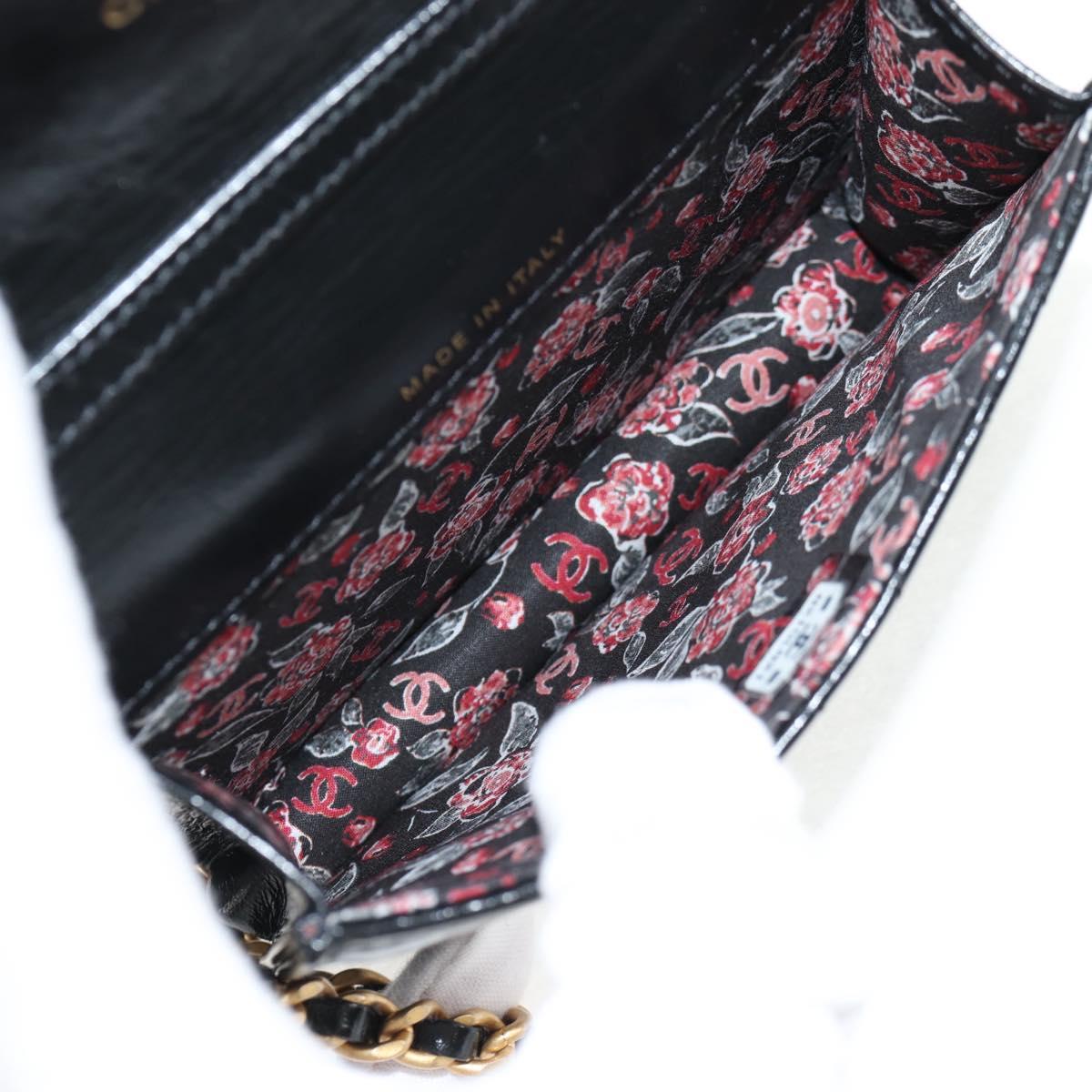 CHANEL Matelasse Chain Mini Shoulder Bag Calf Skin Black Gold CC Auth 142563SAM