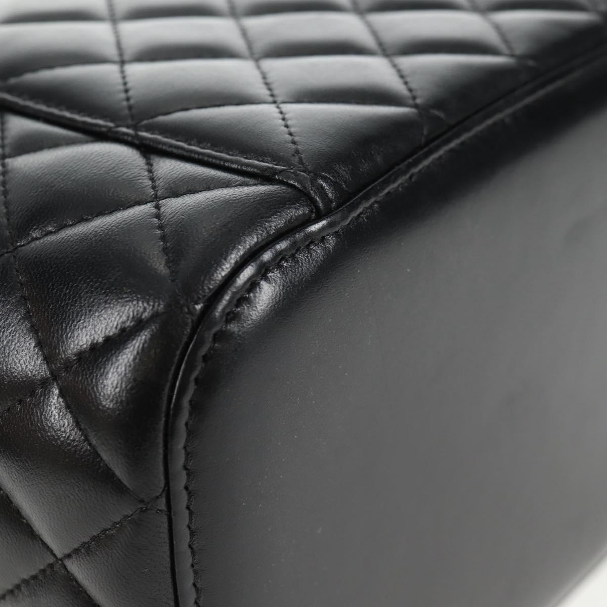 CHANEL Matelasse Vanity Pouch Lamb Skin Black Silver CC Auth 142565M