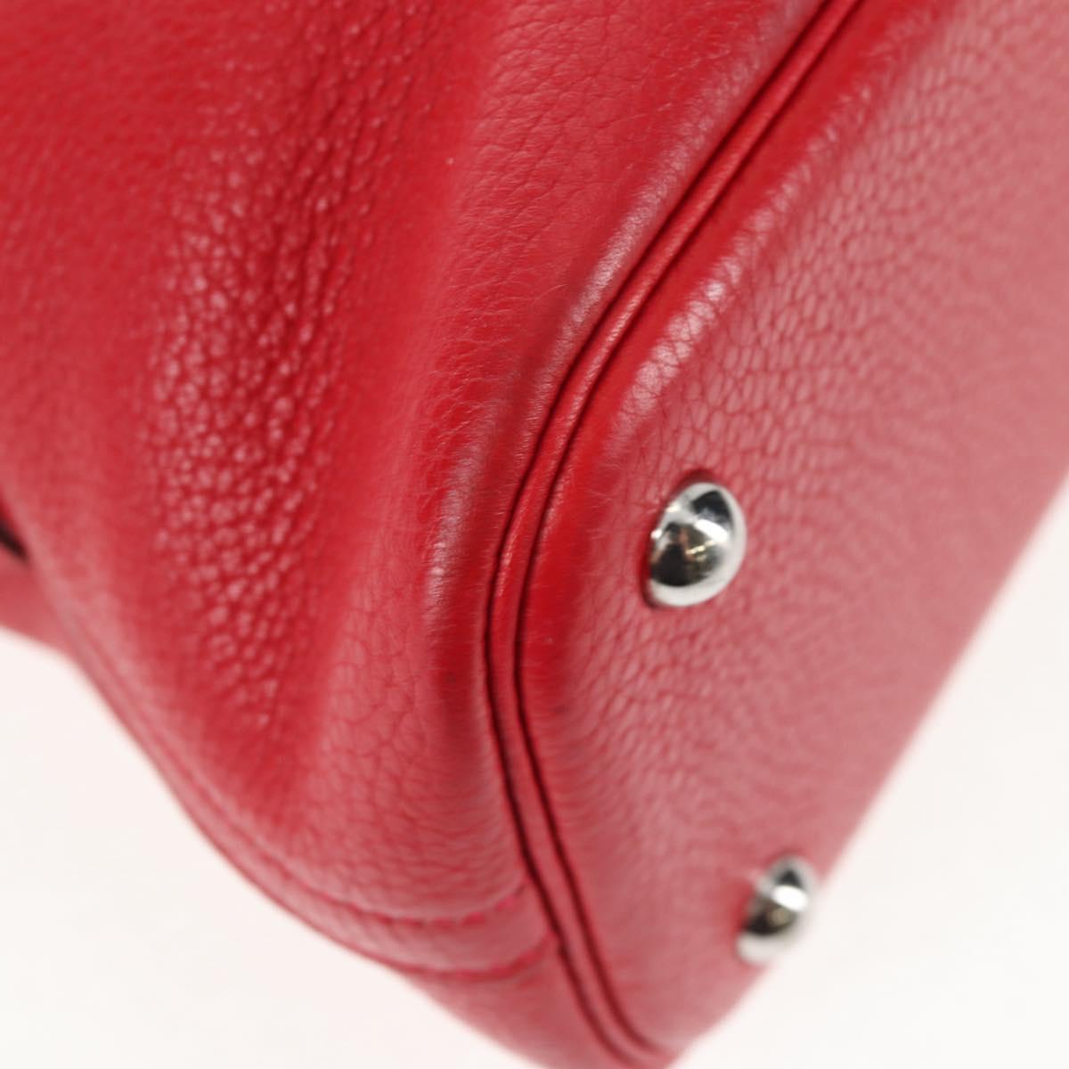 HERMES Bolide 31 Hand Bag Taurillon Leather Red Silver Auth 142568SM