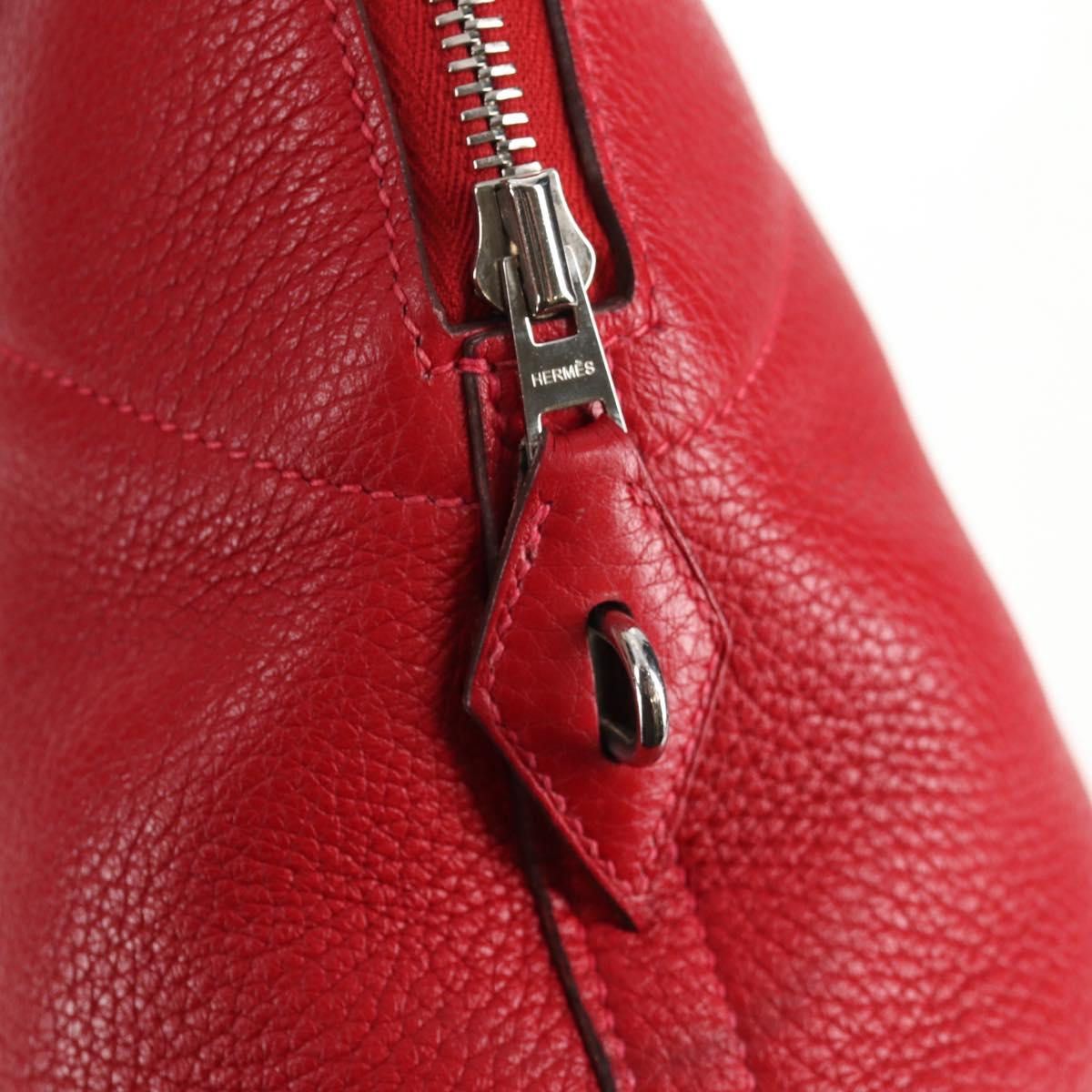 HERMES Bolide 31 Hand Bag Taurillon Leather Red Silver Auth 142568SM