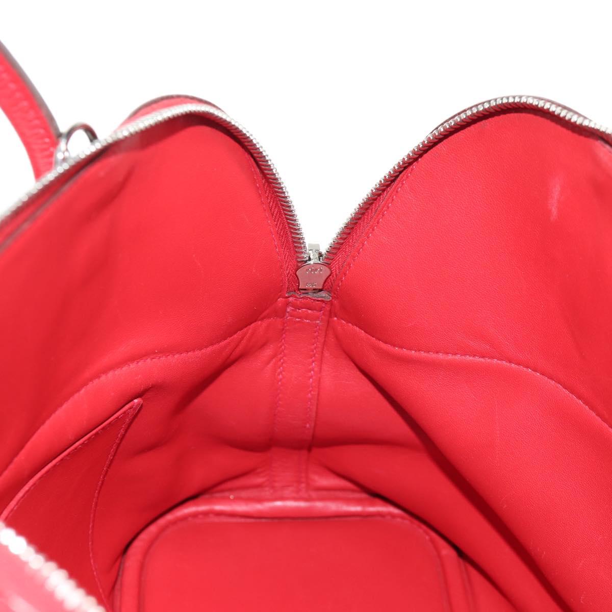 HERMES Bolide 31 Hand Bag Taurillon Leather Red Silver Auth 142568SM
