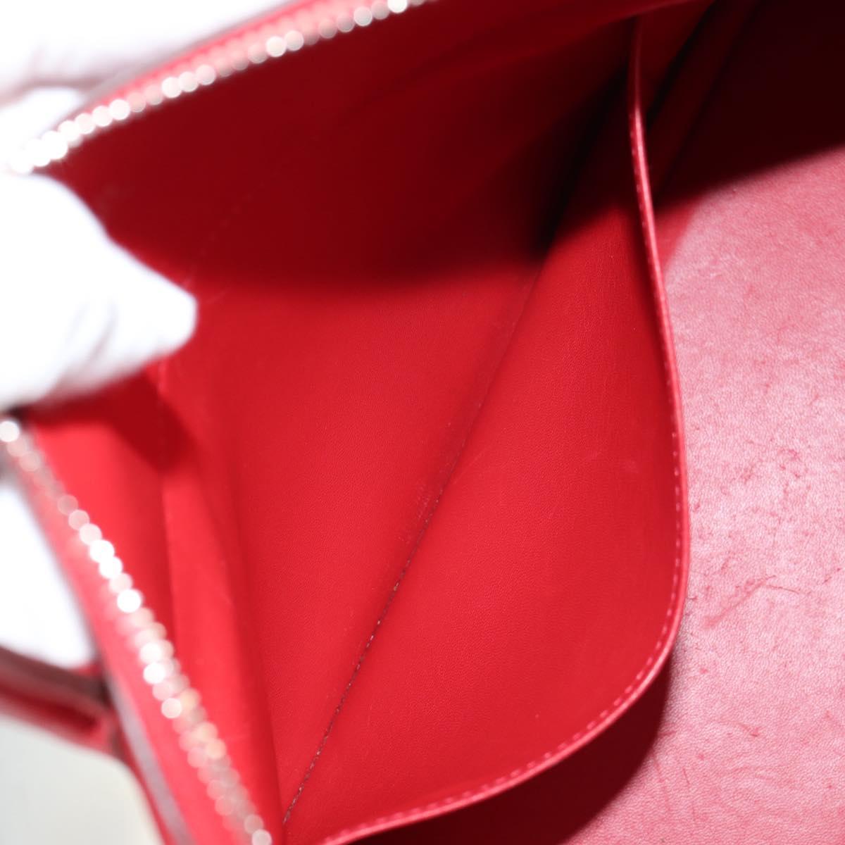 HERMES Bolide 31 Hand Bag Taurillon Leather Red Silver Auth 142568SM