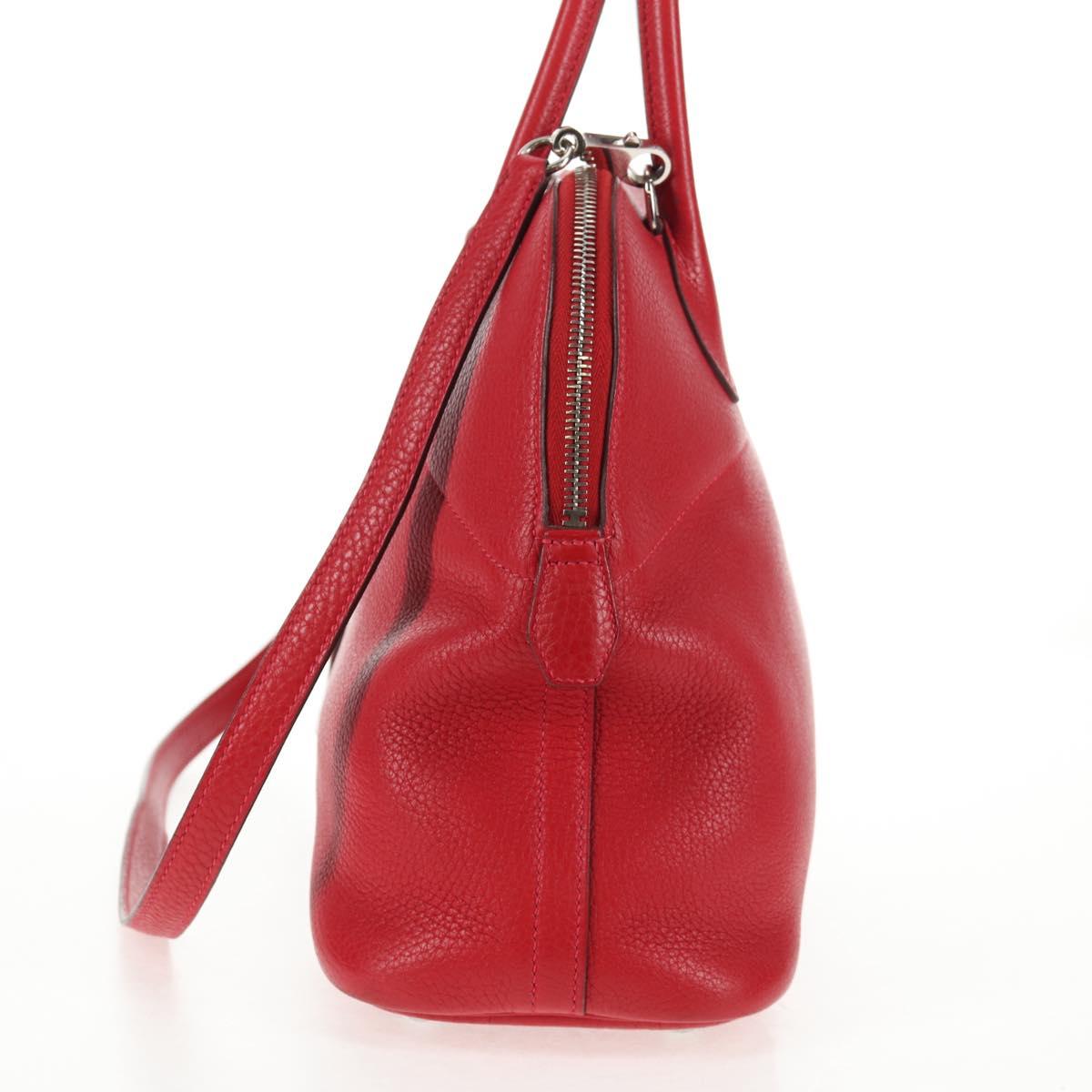 HERMES Bolide 31 Hand Bag Taurillon Leather Red Silver Auth 142568SM