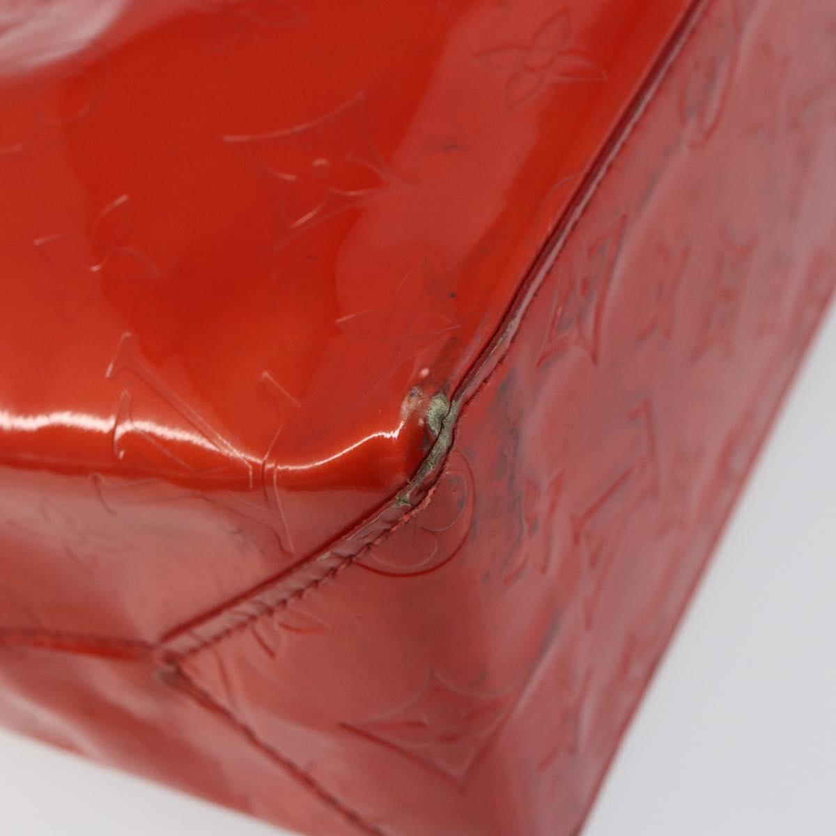 LOUIS VUITTON Monogram Vernis Reade PM Hand Bag Red Rouge M91088 LV Auth 142618