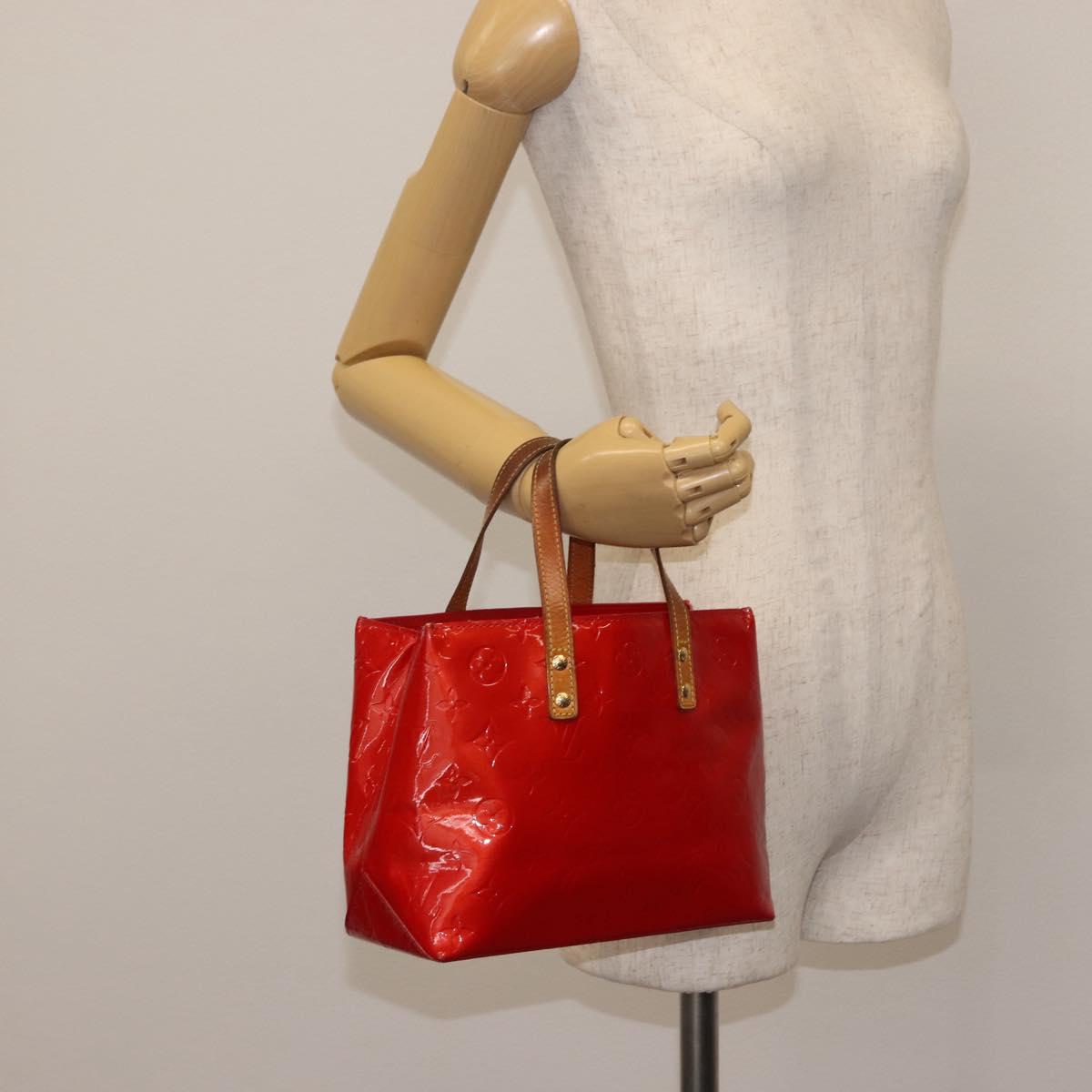 LOUIS VUITTON Monogram Vernis Reade PM Hand Bag Red Rouge M91088 LV Auth 142620