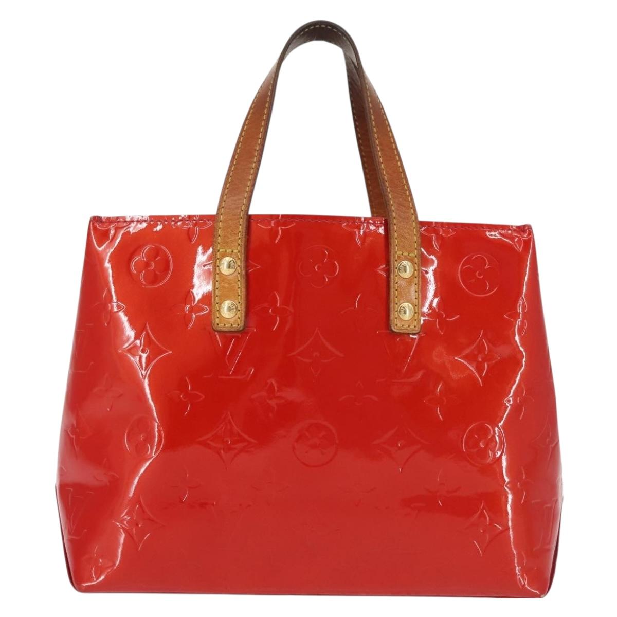 LOUIS VUITTON Monogram Vernis Reade PM Hand Bag Red Rouge M91088 LV Auth 142620