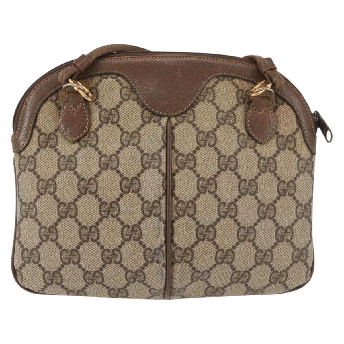 GUCCI GG Supreme Web Sherry Line Bag PVC Beige Gold 904 02 047 Auth 142652
