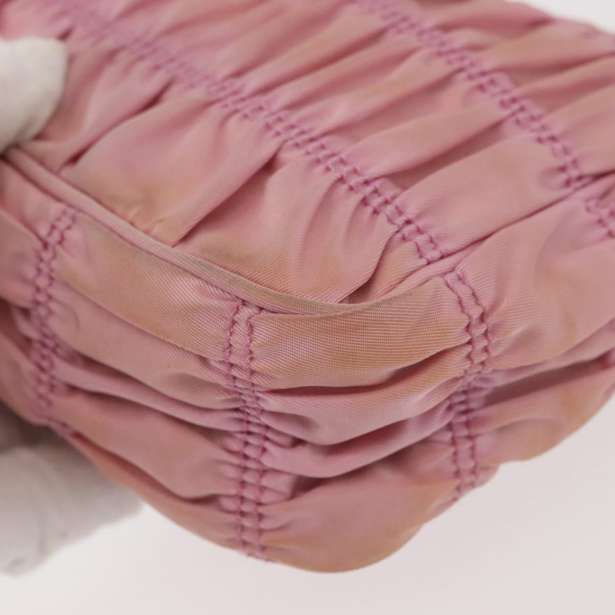 PRADA Shoulder Bag Nylon Pink Silver Auth 142659