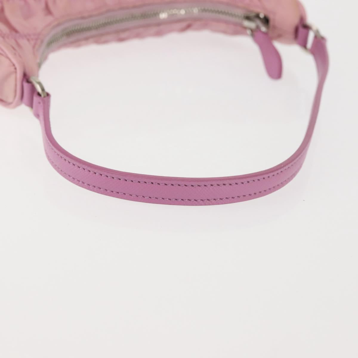 PRADA Shoulder Bag Nylon Pink Silver Auth 142659