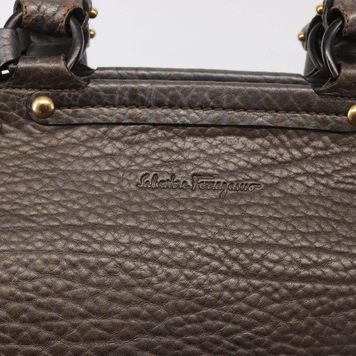 Salvatore Ferragamo Tote Bag Leather Silver Auth 142662