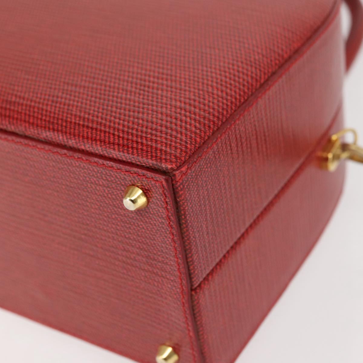 FENDI Hand Bag Leather 2way Red Gold Auth 142670