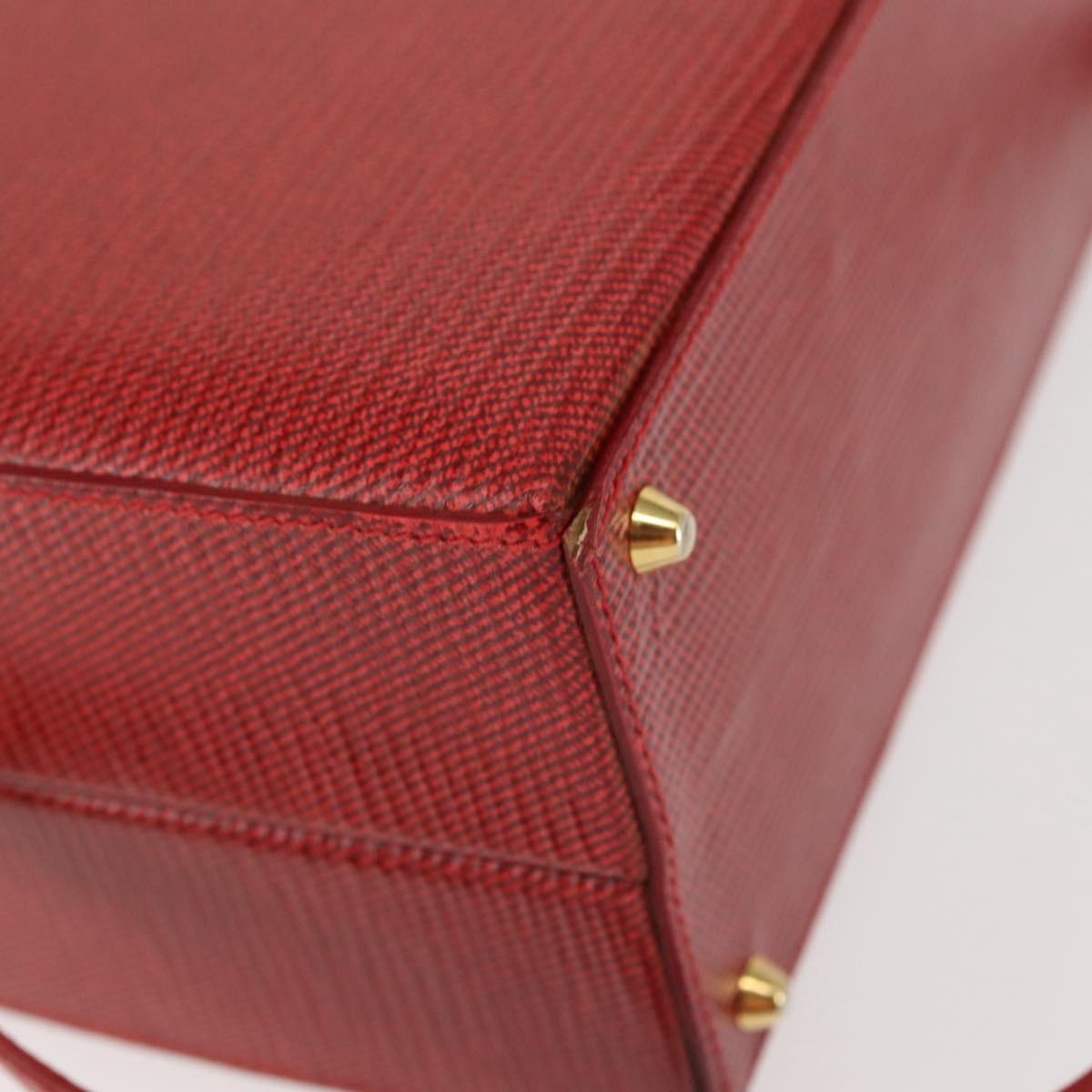 FENDI Hand Bag Leather 2way Red Gold Auth 142670