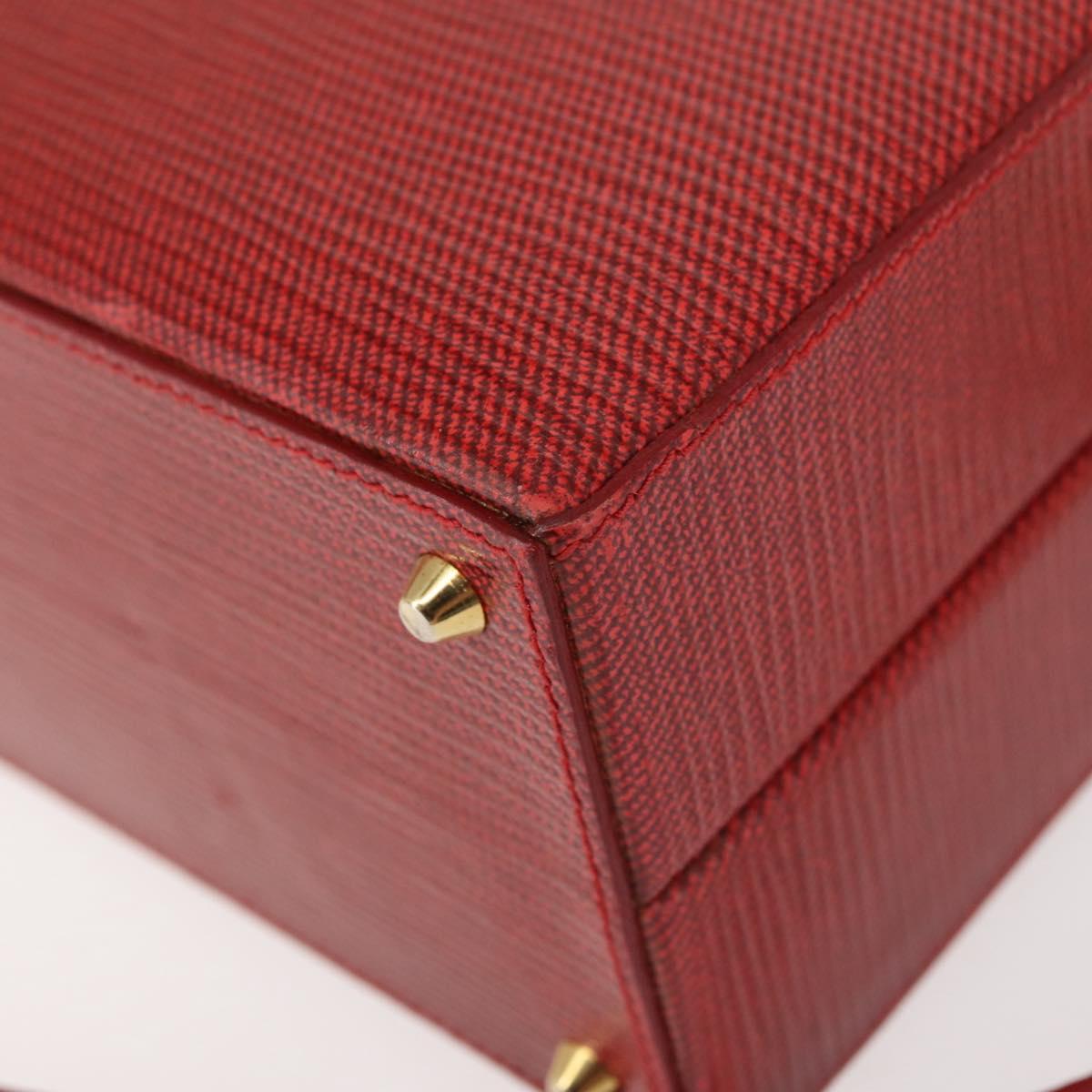FENDI Hand Bag Leather 2way Red Gold Auth 142670