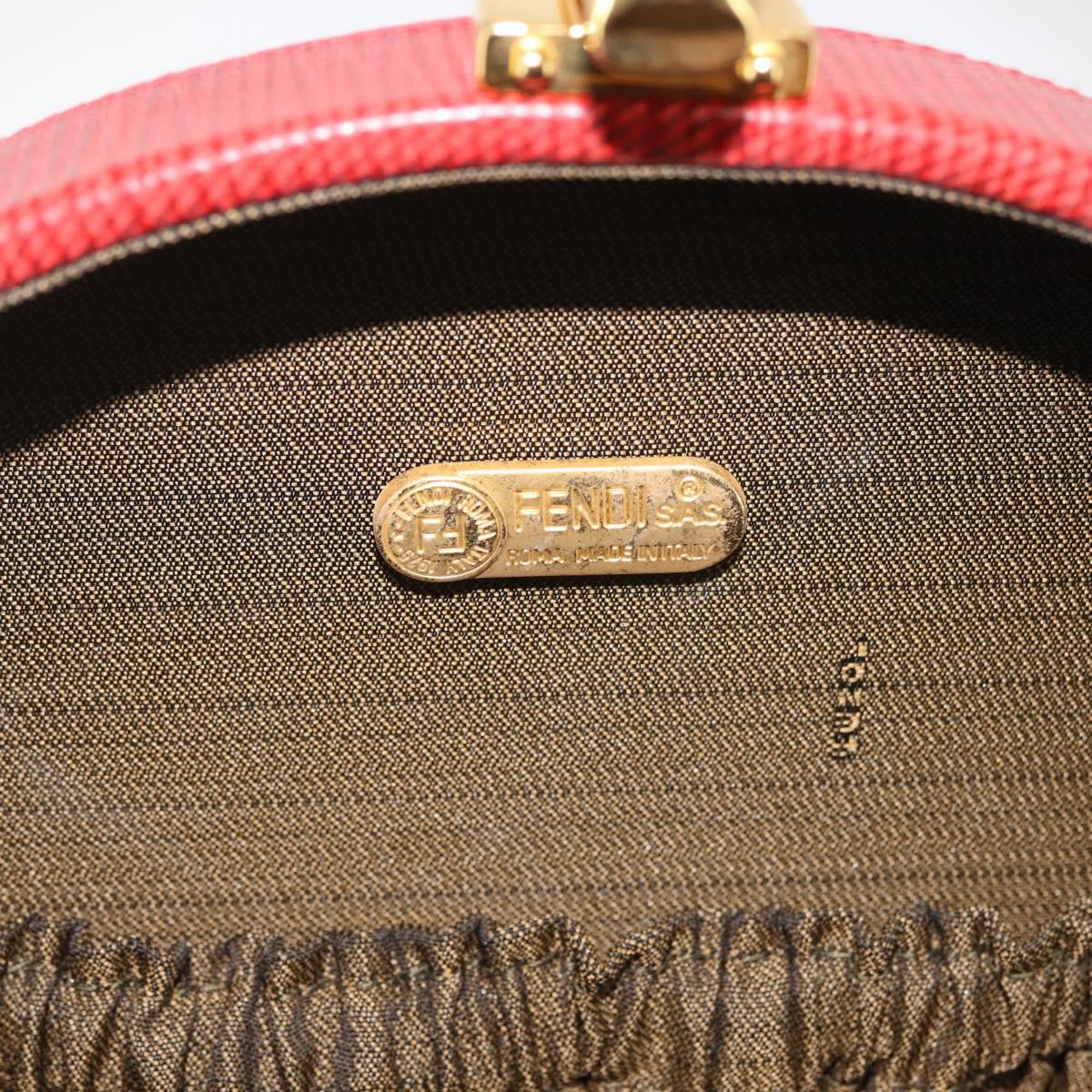 FENDI Hand Bag Leather 2way Red Gold Auth 142670