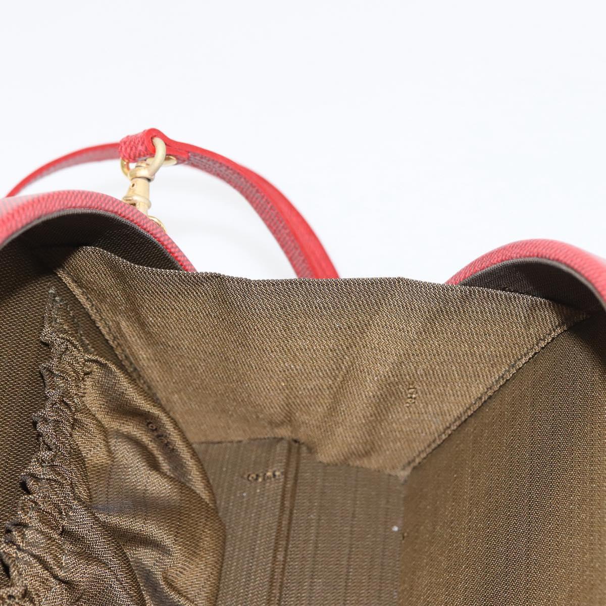 FENDI Hand Bag Leather 2way Red Gold Auth 142670