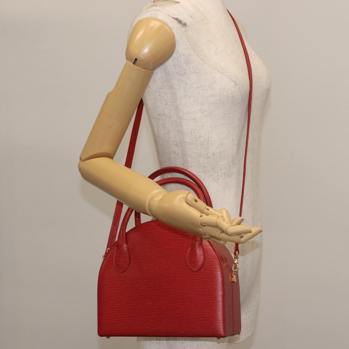 FENDI Hand Bag Leather 2way Red Gold Auth 142670
