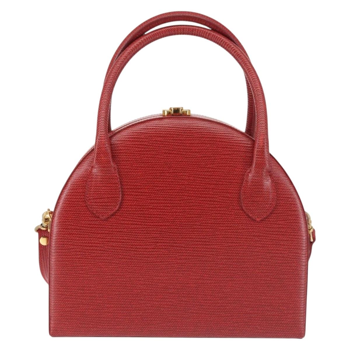 FENDI Hand Bag Leather 2way Red Gold Auth 142670