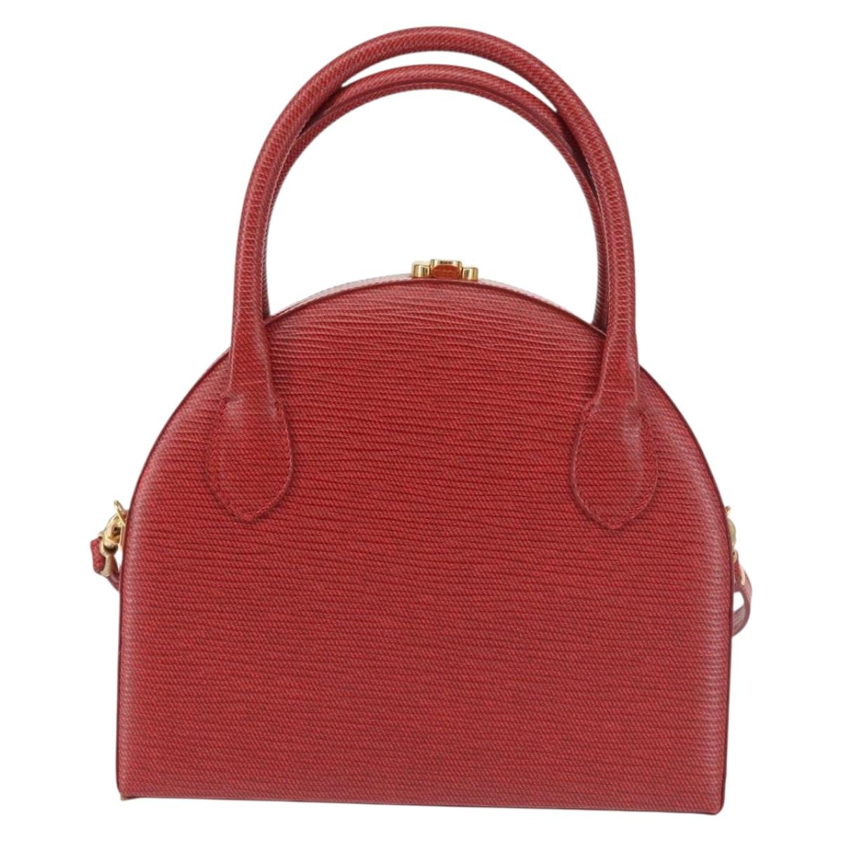 FENDI Hand Bag Leather 2way Red Gold Auth 142670