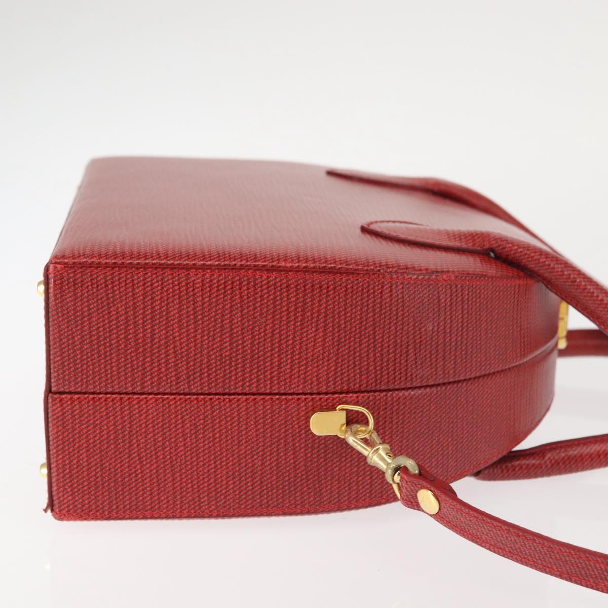 FENDI Hand Bag Leather 2way Red Gold Auth 142670