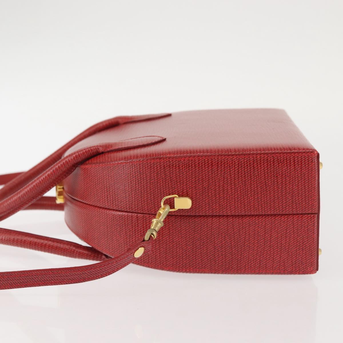 FENDI Hand Bag Leather 2way Red Gold Auth 142670