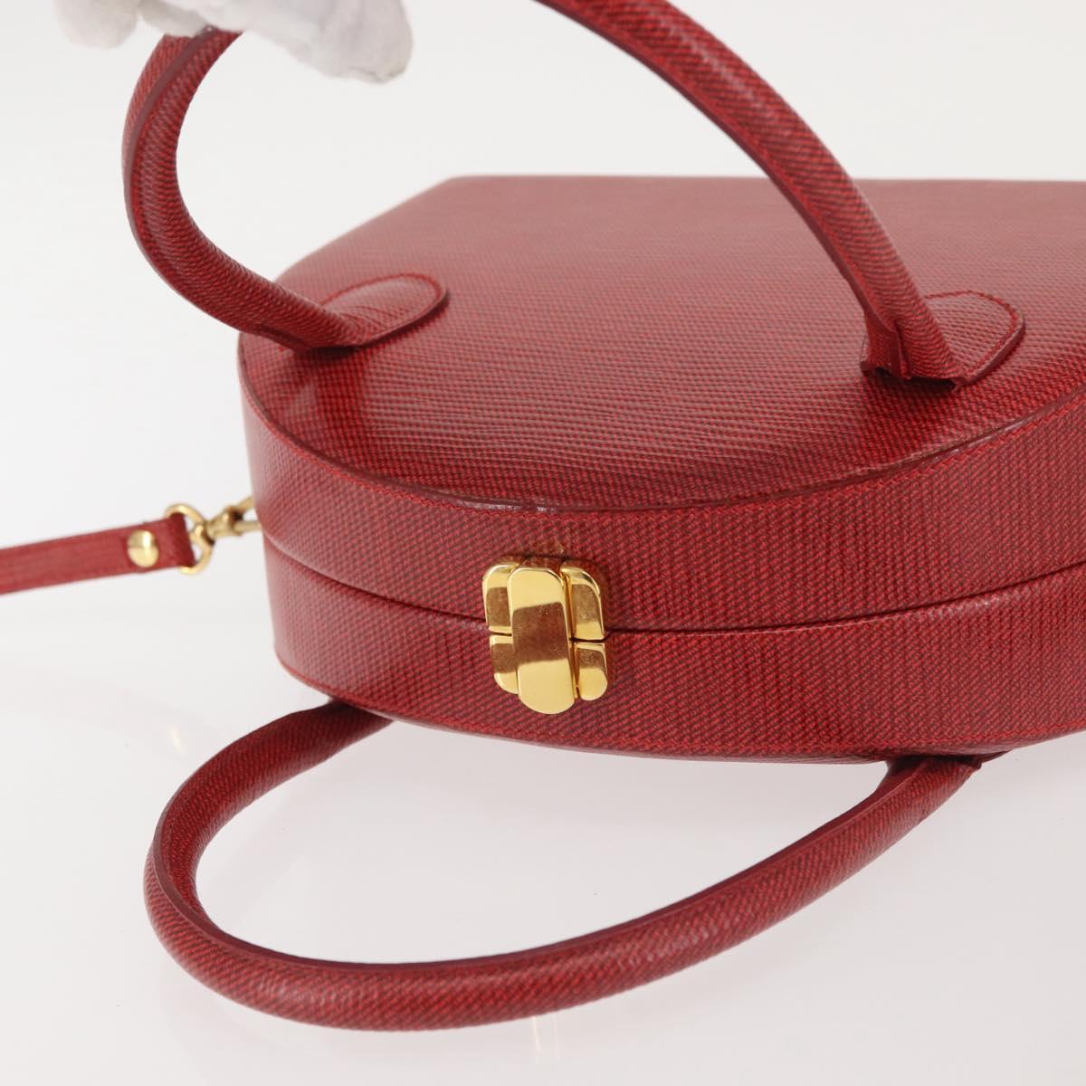 FENDI Hand Bag Leather 2way Red Gold Auth 142670