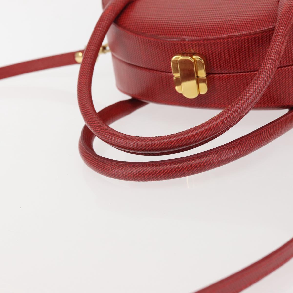 FENDI Hand Bag Leather 2way Red Gold Auth 142670