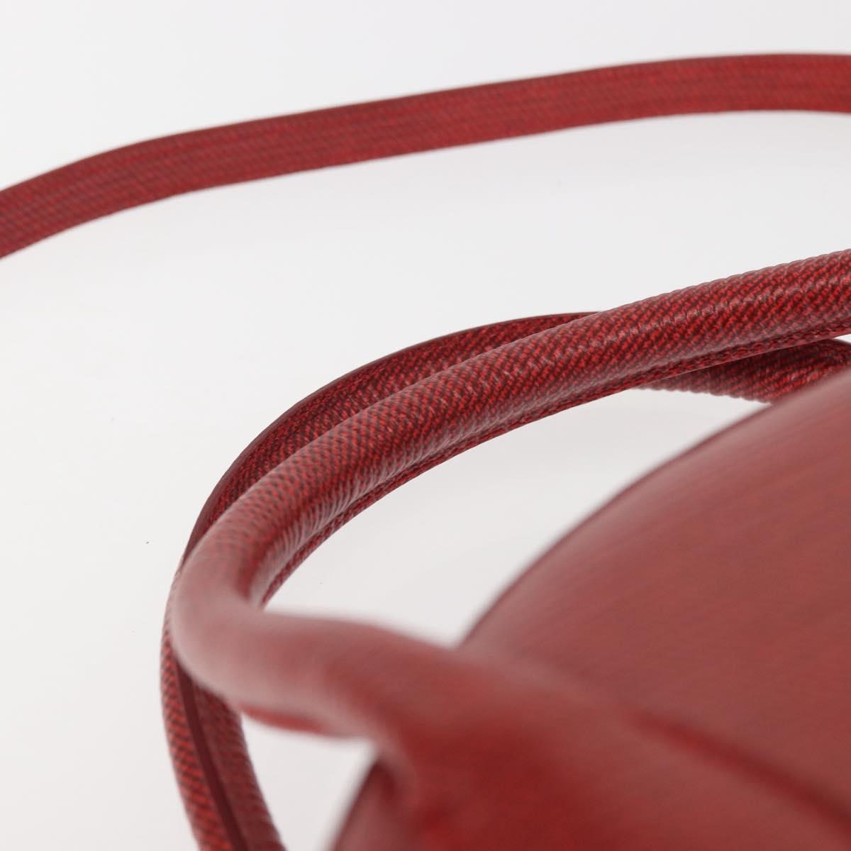 FENDI Hand Bag Leather 2way Red Gold Auth 142670