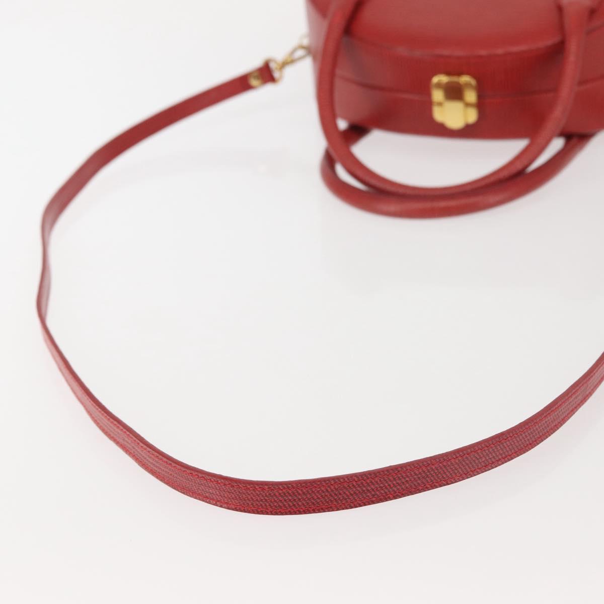 FENDI Hand Bag Leather 2way Red Gold Auth 142670