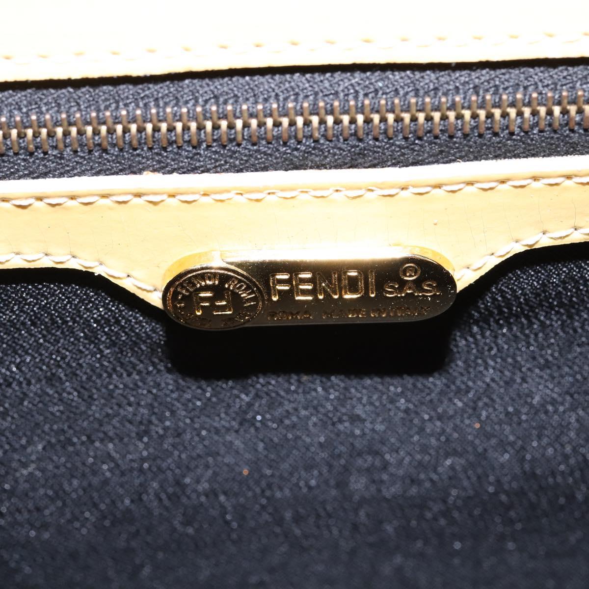 FENDI Hand Bag Patent leather 2way Yellow gold Auth 142671