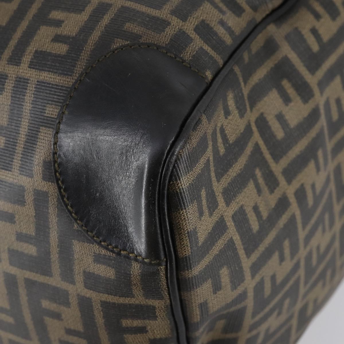 FENDI Zucca Canvas Boston Bag PVC Black Brown gold Auth 142675