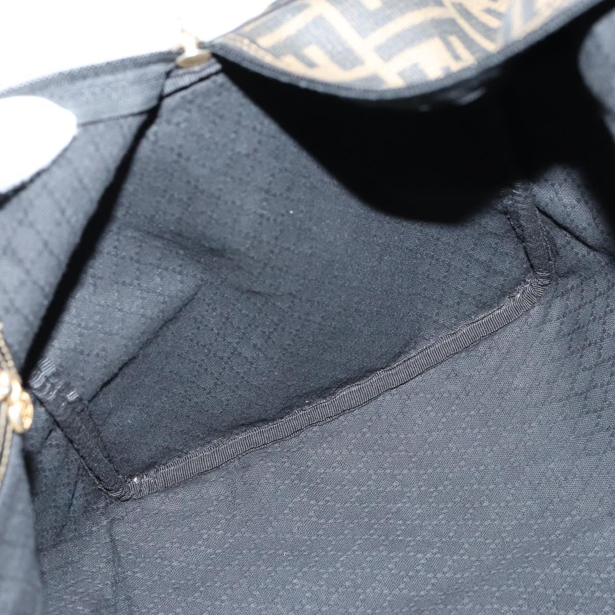 FENDI Zucca Canvas Boston Bag PVC Black Brown gold Auth 142675