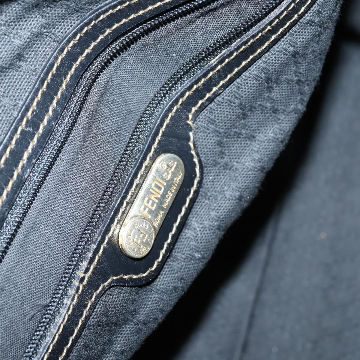 FENDI Zucca Canvas Boston Bag PVC Black Brown gold Auth 142675