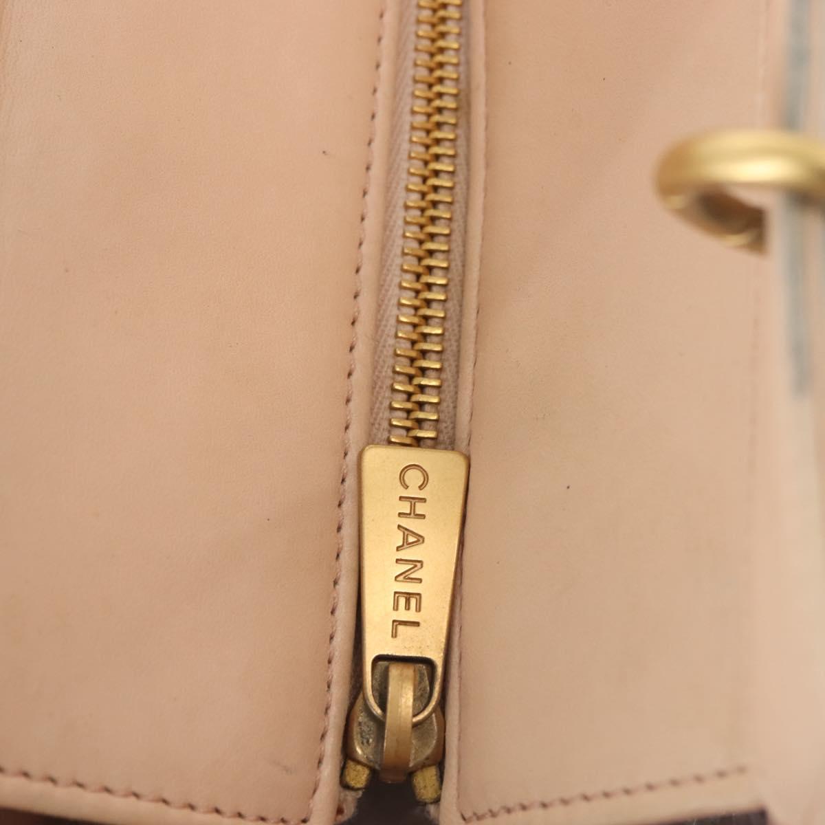 CHANEL Matelasse COCO Mark Chain Hand Bag Lamb Skin Beige CC Auth 142686