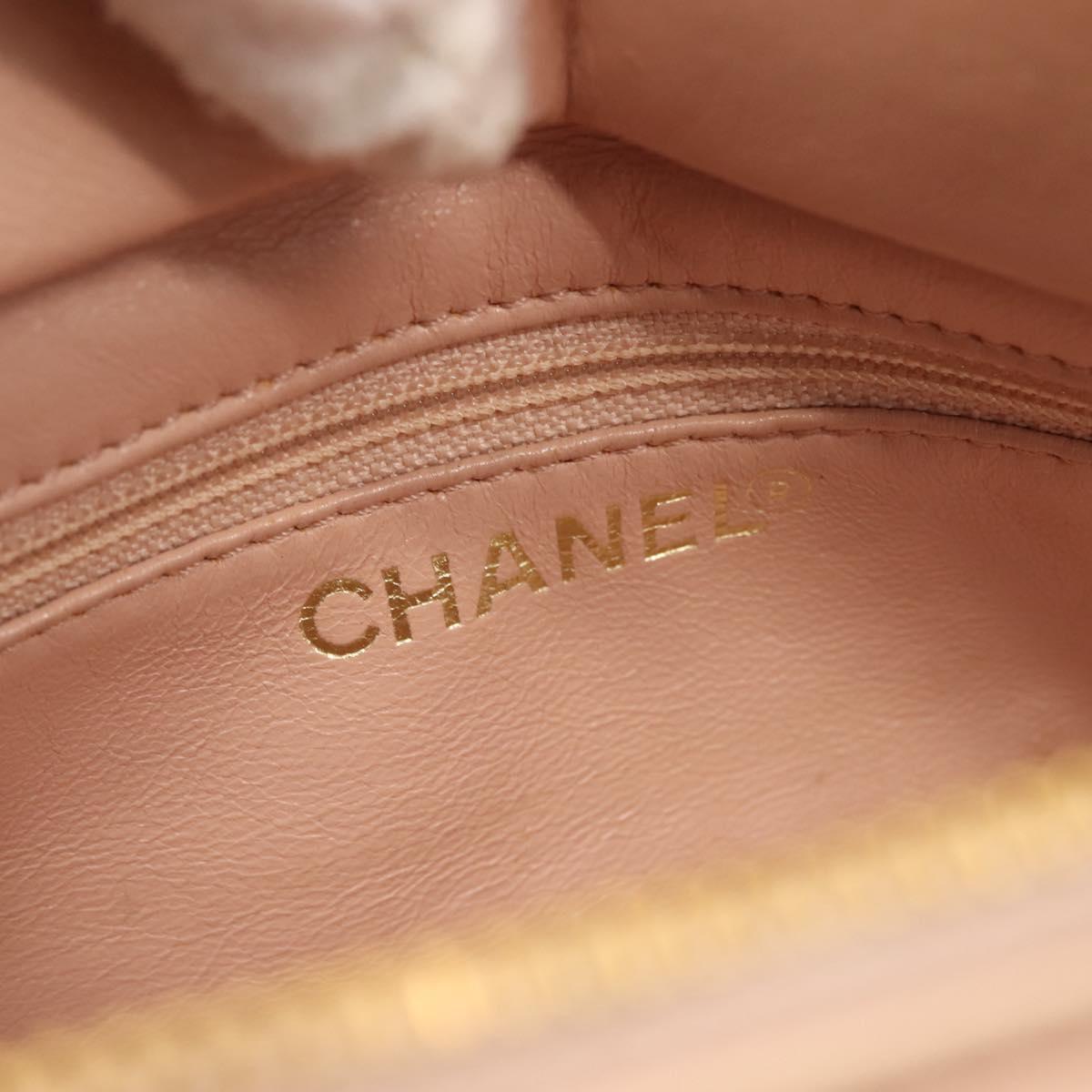 CHANEL Matelasse COCO Mark Chain Hand Bag Lamb Skin Beige CC Auth 142686