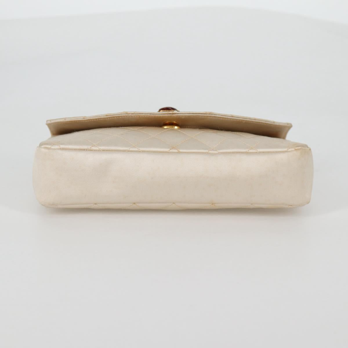 CHANEL Matelasse Chain Gribois Shoulder Bag Satin Gold CC Auth 142689V