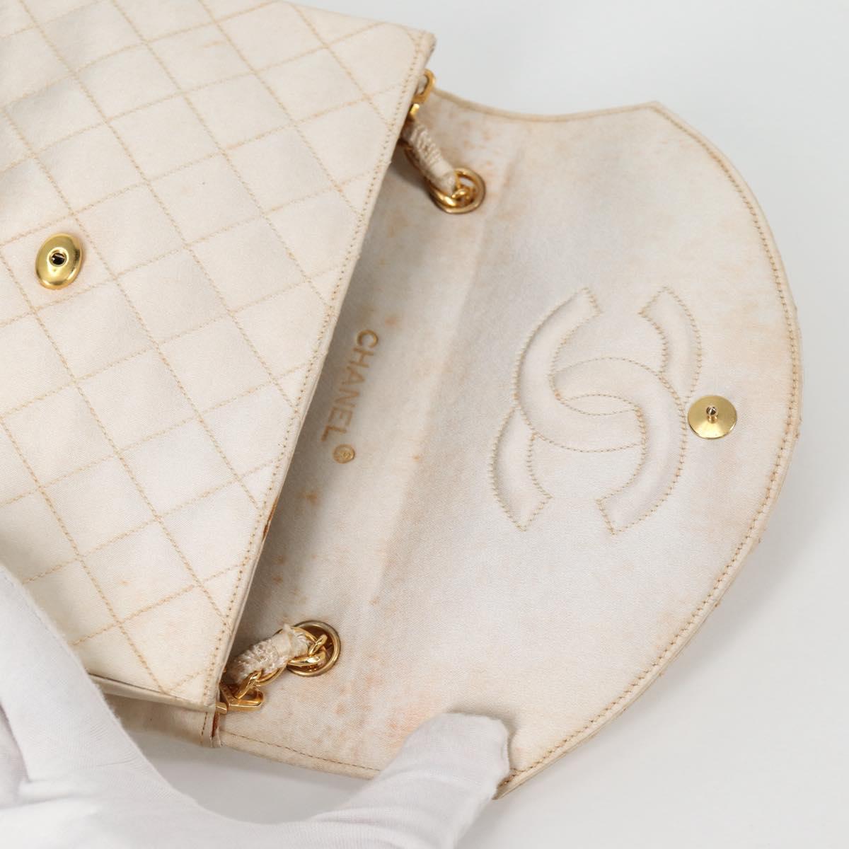 CHANEL Matelasse Chain Gribois Shoulder Bag Satin Gold CC Auth 142689V