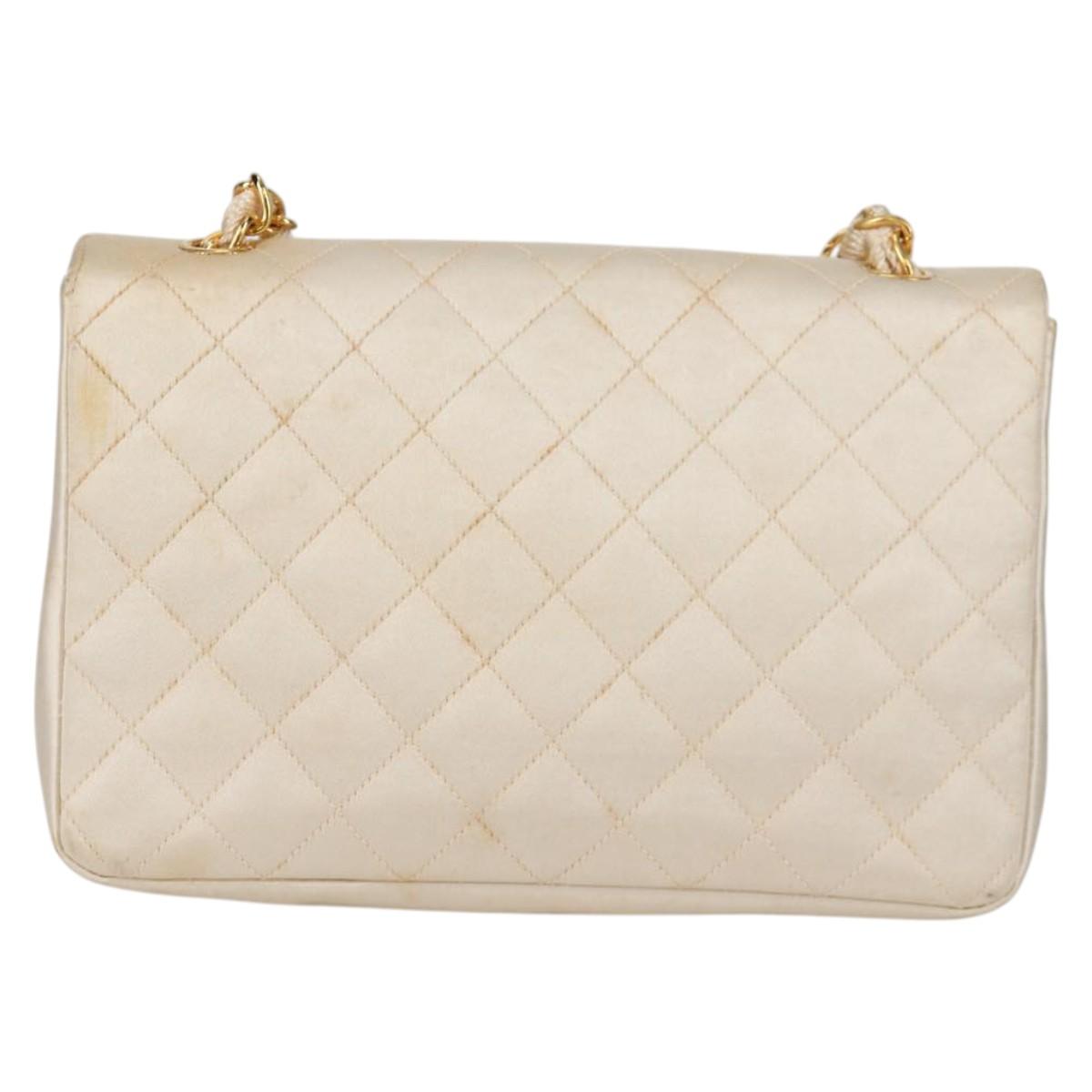 CHANEL Matelasse Chain Gribois Shoulder Bag Satin Gold CC Auth 142689V