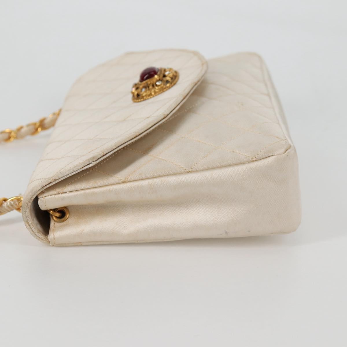 CHANEL Matelasse Chain Gribois Shoulder Bag Satin Gold CC Auth 142689V