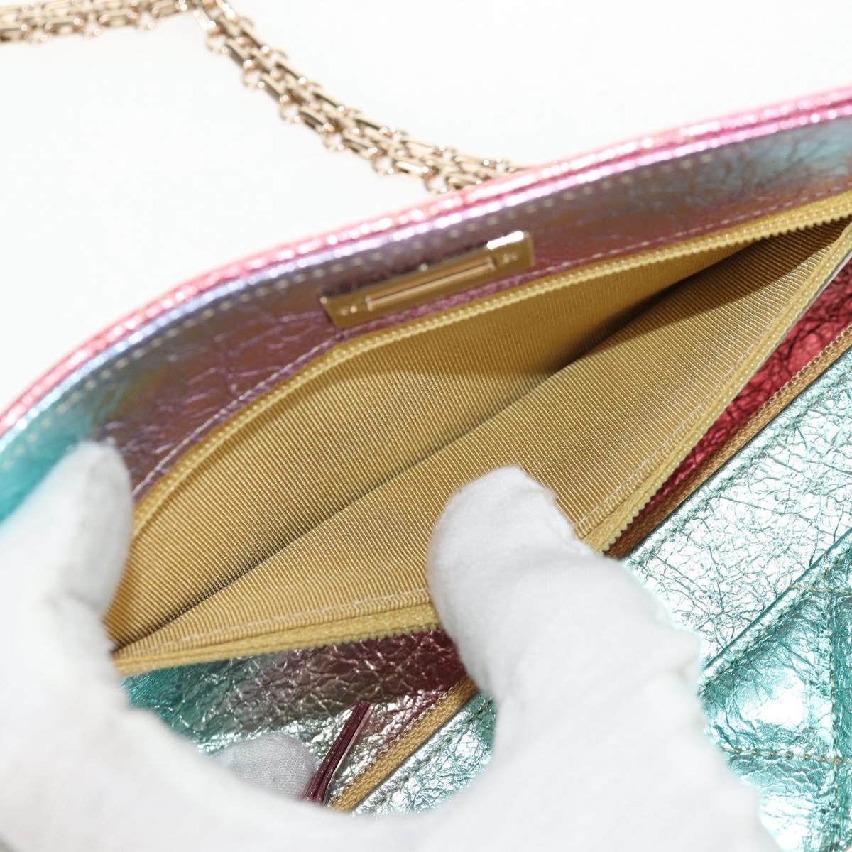 CHANEL Chain Matelasse 2.55 Shoulder Bag Leather Multicolor Gold CC Auth 142691SM