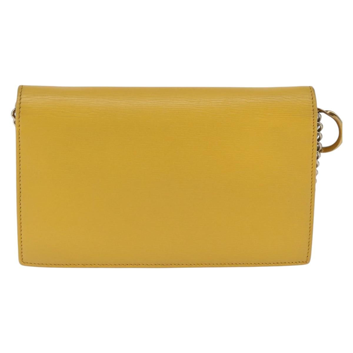 GUCCI Chain Shoulder Bag Leather Yellow 354697 Auth 142696