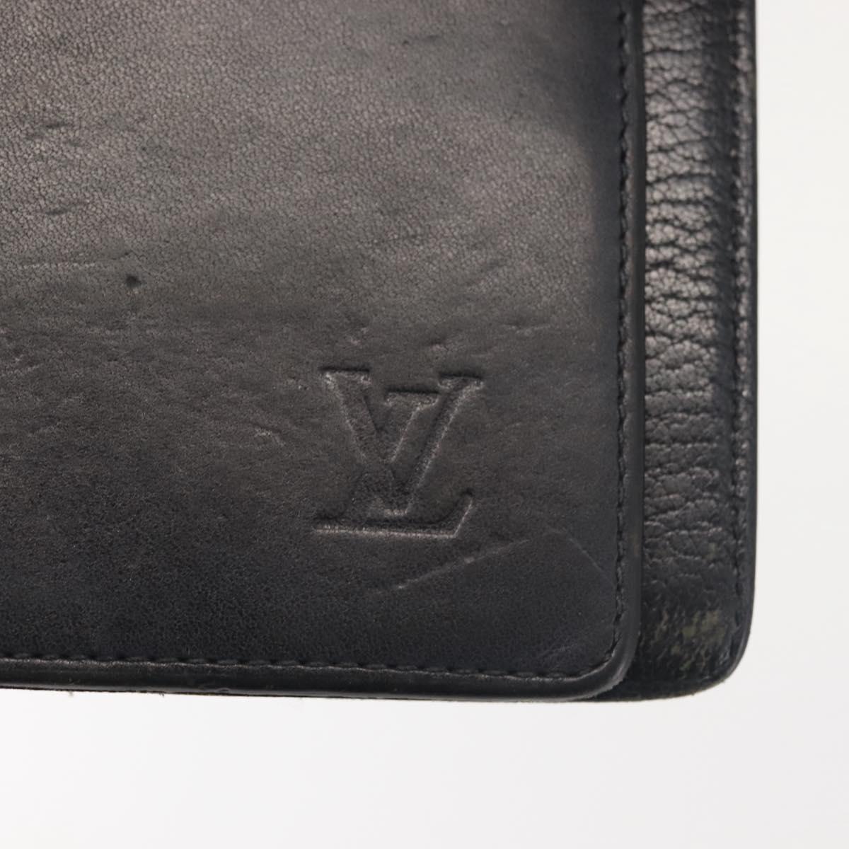 LOUIS VUITTON Nomad Agenda MM Day Planner Cover Black R20478 LV Auth 142704
