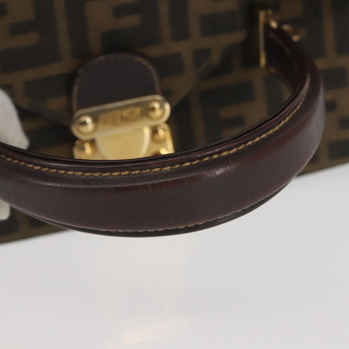 FENDI Zucca Canvas Hand Bag Black Brown Auth 142733