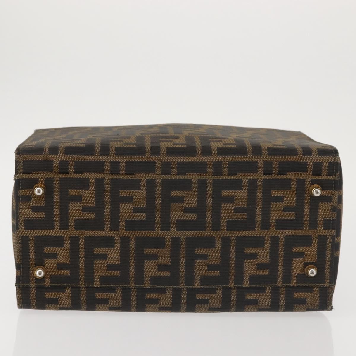 FENDI Zucca Canvas Hand Bag Black Brown Auth 142733